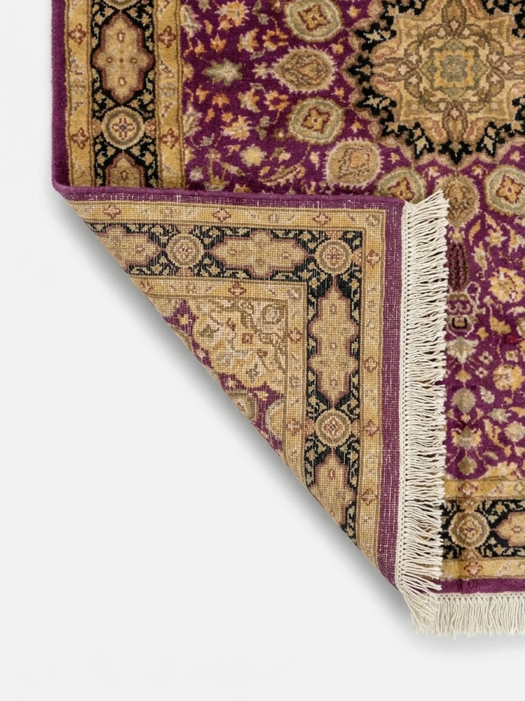 Rare Purple Hand-Knotted Persian Design Wool Rug, Pakistan