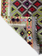 Vintage Afghan Wool Kilim, Colorful Diamond Field, 1950 to 1960