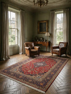 Mid-Century Persian Medallion Rug, Baby Lamb Wool