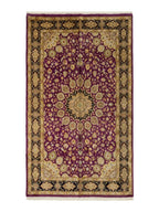 Rare Purple Hand-Knotted Persian Design Wool Rug, Pakistan