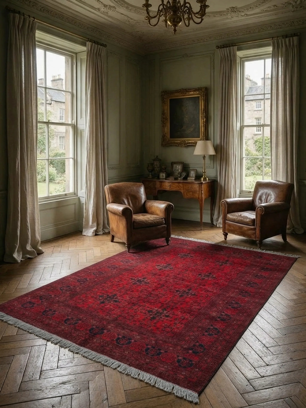 Vintage Afghan Bokhara (Turkmen) hand-knotted rug, 297 × 206 cm