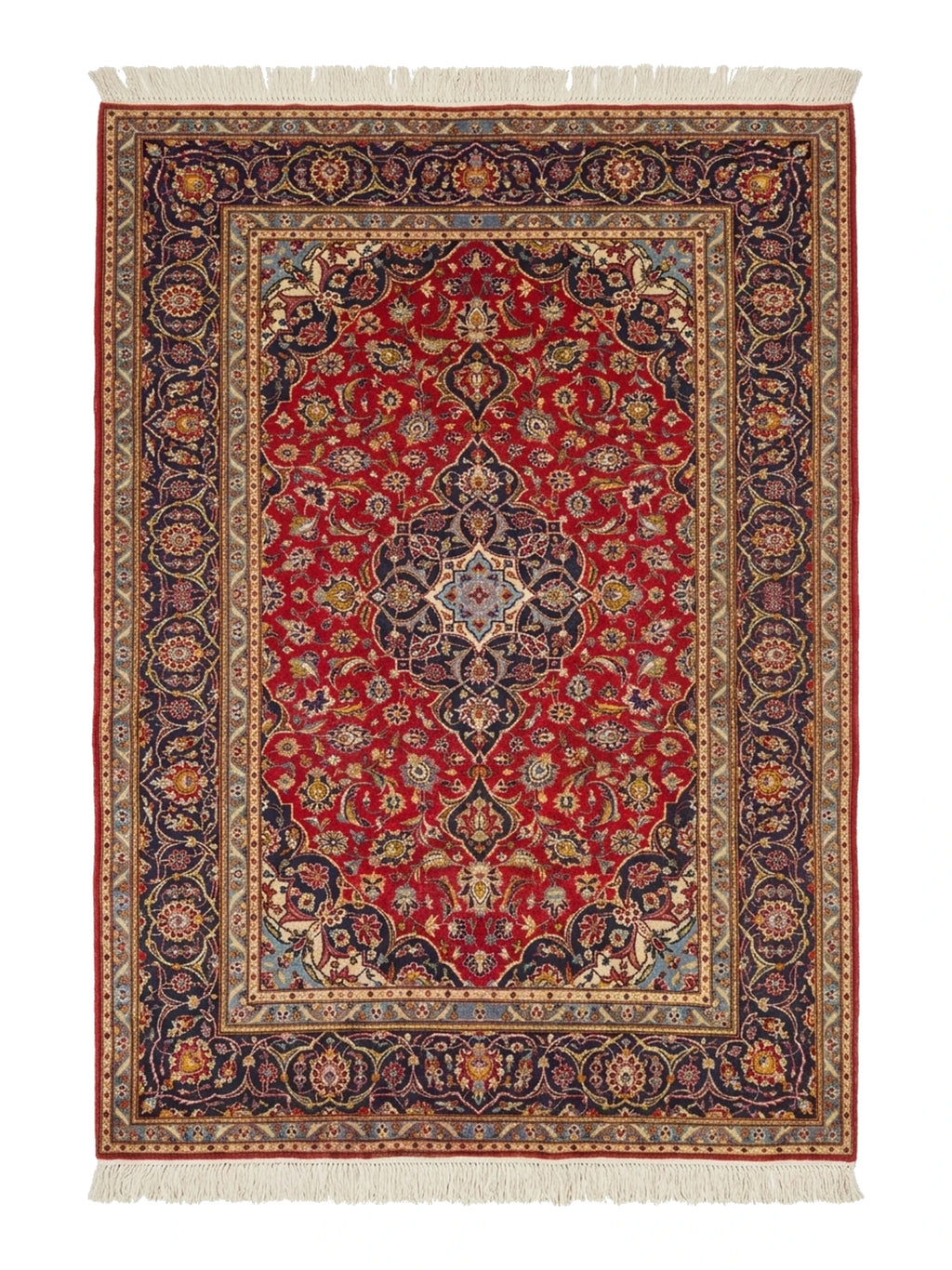 Mid-Century Persian Medallion Rug, Baby Lamb Wool