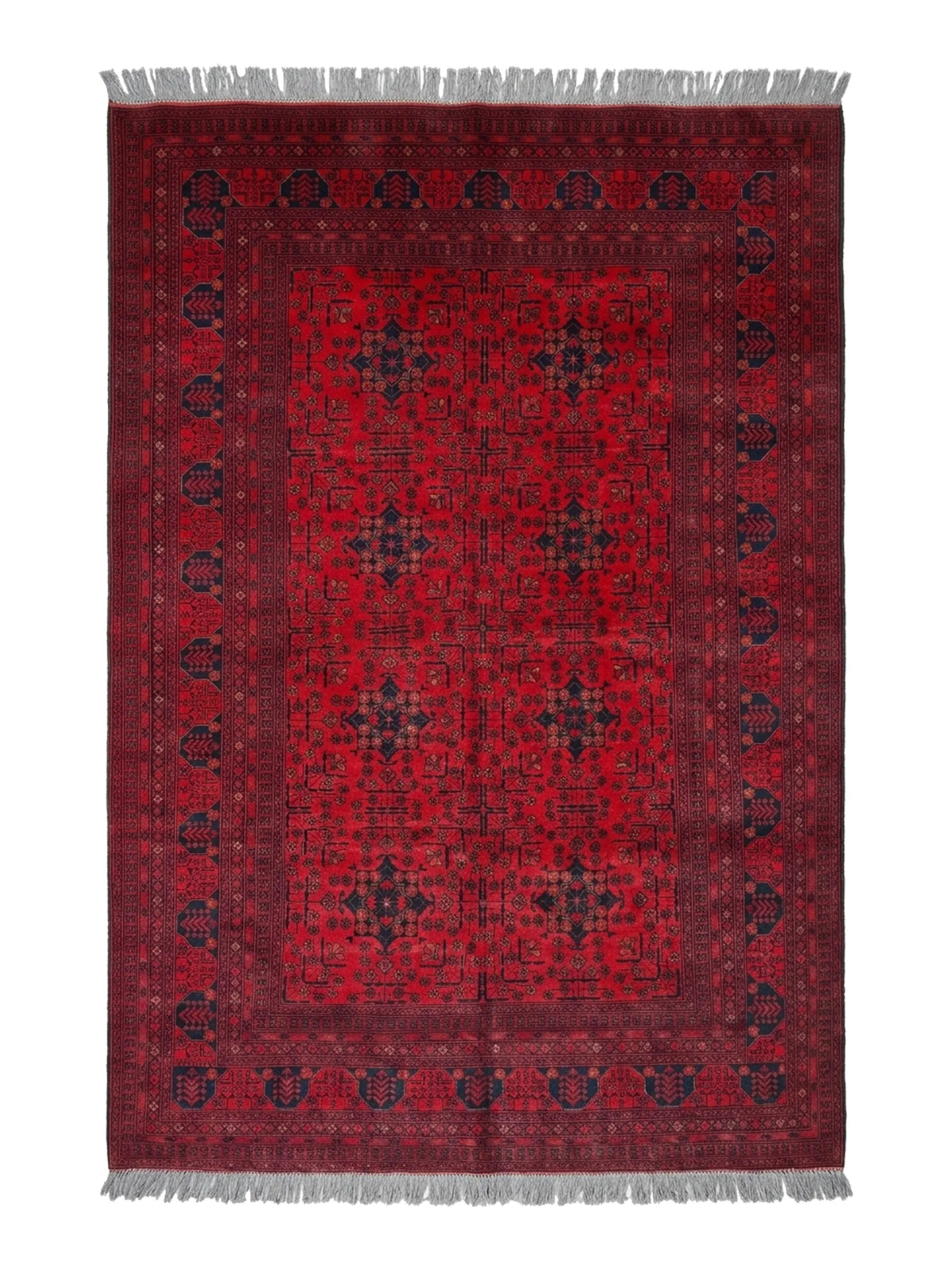Vintage Afghan Bokhara (Turkmen) hand-knotted rug, 297 × 206 cm