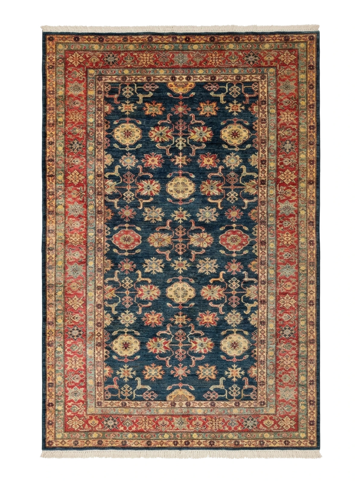 Extremely Fine Kazak Wool Rug, Ghazni Wool, High Knot Density