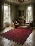 Vintage Afghan Bokhara Wool Rug, Turkoman Gul, 1980