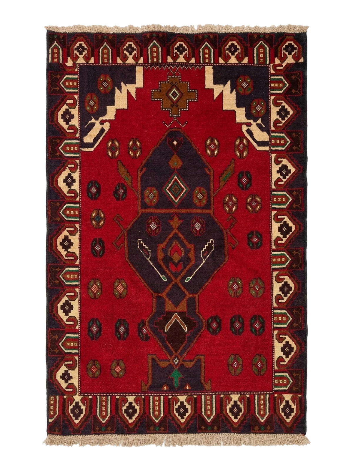 Vintage Baluch Wool Prayer Rug, Tree of Life, Natural Dye