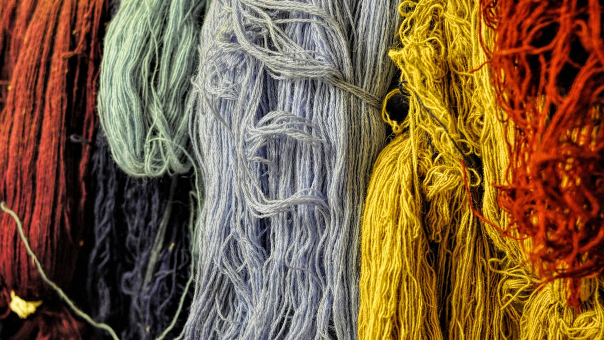 Hanks of plant-dyed wool yarn